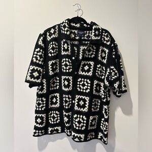 Abercrombie & Fitch Black and White Patterned Men's Shirt